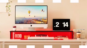 Dual monitor stand riser for desk with LED Lights, Large co