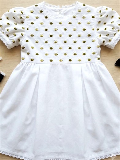 Bee embroidery #embroidery #girlsdress #fashion #shorts #youtubeshorts #trending #viralvideo