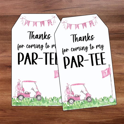 Pink Golf Birthday Favor Tags, Thanks for Coming to My PARTEE, Hole in One Birthday, Let's Par-tee, Mastered Golf Party, Golf Theme Party - Etsy