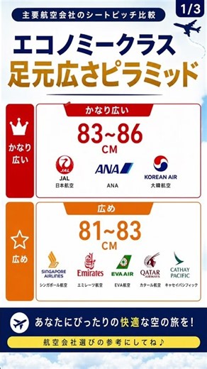 エコノミークラス、最大15cmも違う！？航空会社を徹底比較！✈️ #shorts #ninavi #エコノミークラス比較