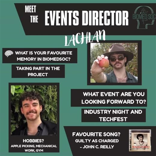 UTS Biomedical Engineering Society on Instagram: "Meet Lachlan, your 2026 Events Director! Bringing BiomedSoc events to life and creating memorable experiences for our community🎉"