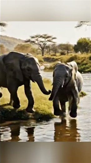 Two Baby Elephants Have a Dance Party and a Splash / #story #elephant #shorts