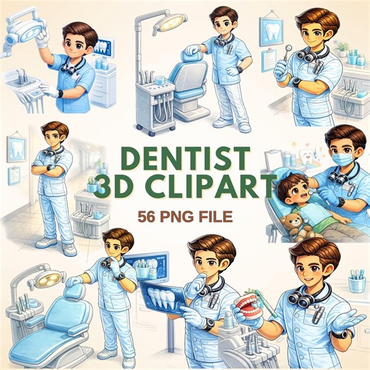 Dentist Clipart Set – 56 PNG 3D Isometric Tooth Care, Tools, and Office Graphics - Etsy