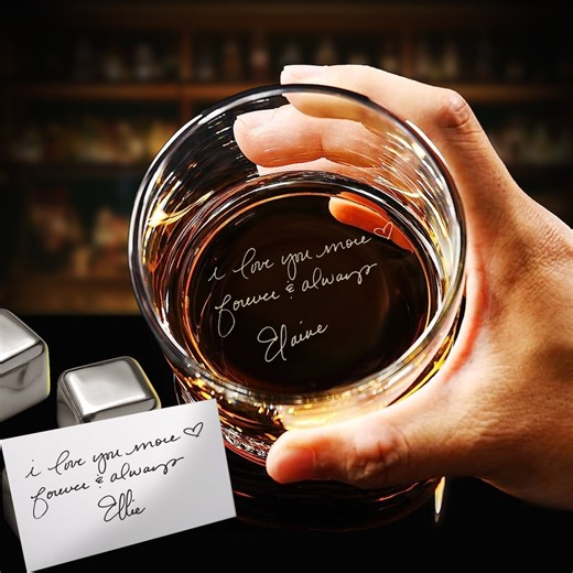 Custom Handwritten Whiskey Glass Gifts - Personalized Your Handwriting on Rock Glass - Etsy