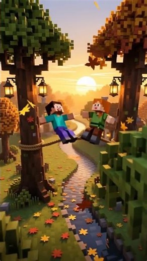 Steve & Alex’s Playful Rope Swing – Romantic Minecraft Cinematic 🌳✨