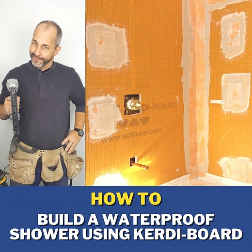 In today's video, I'm showing you how to install Kerdi board, which is a very simple and easy waterproofing technology than any homeowner can install and have total confidence in. Cheers! #DIYhome #homereno #homerenovation #homeowner #bathrooms | Home RenoVision DIY