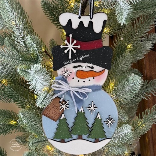 Hand Painted Snowman Snow Globe Door Hanger, Winter Holiday Decor - Etsy