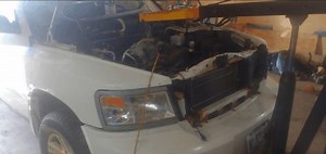 Dodge Dakota engine swap, 3.7 liter V6. Removal and replacement of engine due to failure. Cleaned, painted, replaced gaskets in used engine for installation. Almost completed, few things to button together and test run. | The SAAR Mobile Mechanic
