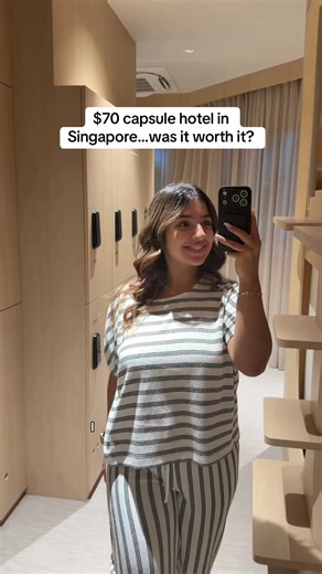 Full breakdown ⬇️ Save this if you’re going to singapore 🇸🇬 This was my first time staying in a capsule hotel in singapore as a solo female traveller…and this set the bar HIGH I stayed at kinn habitat - $70 aud and honestly one of the easiest stays Not just price but it was: safe? ✔️ clean? ✔️ easy transport? ✔️ thoughtful details? ✔️ (yes, a proper vanity matters) Plus little extras like coffee, snacks even an affirmation gumball machine made it a full circle experience! Would highly recommen