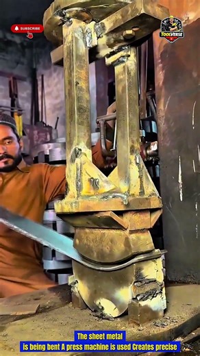 Sheet Metal Bending Process Using Press Machine for Curved Shaping #fabrication