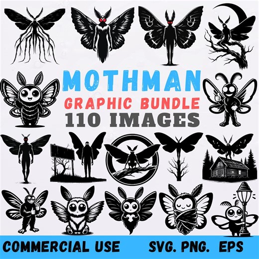 Mothman SVG Bundle 110 Designs, Silhouette Clipart, Files, Cricut Laser Engraving Shirt Design - Etsy