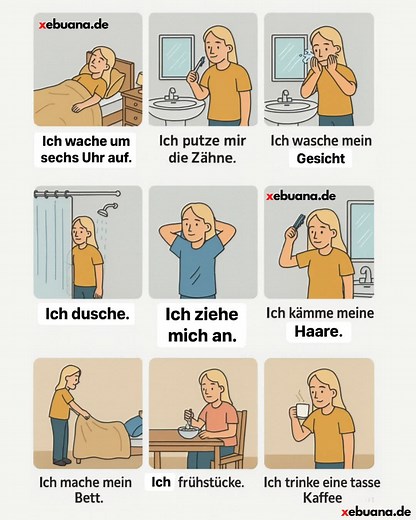 GERMAN VOCABULARY (Wortschatz) | Daily routine #deutschlernen #learngerman #learngermanonline #deutschkurs #germanlanguage #german #deutsch #germanlearning #studygerman #germancourse #GermanVocabulary #LanguageLearning #xebuana #deutsch_mit_ferida #quotes #german #everyone | الأدب الملهم