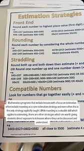 Estimation – Introduce Estimation Strategies . Mathematics programs...