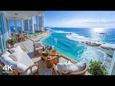 Sunny Morning Jazz on the Seaside Balcony Ambience 🌊 Upbeat Bossa Nova Jazz & Ocean Sounds for Relax