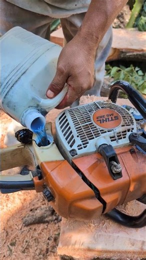How to store a chainsaw so it doesn't get damaged 💪 #chainsaw #sthil #wood #asmr