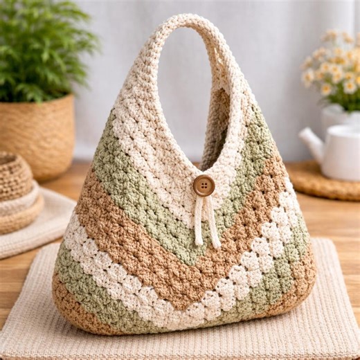 Crochet Hobo Tote Bag Pattern, Granny Stitch Slouchy Boho Shoulder Bag (PDF) - Etsy