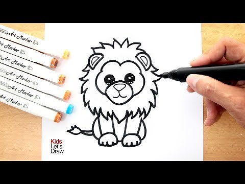 Cómo dibujar y pintar un LEÓN facil para niños