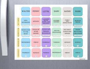 EDITABLE: Weekly Chore Chart-editable-canva, Family Management, Homeschool, Family Responsibilities, Visual Charts, Weekly Responsibilities - Etsy Canada