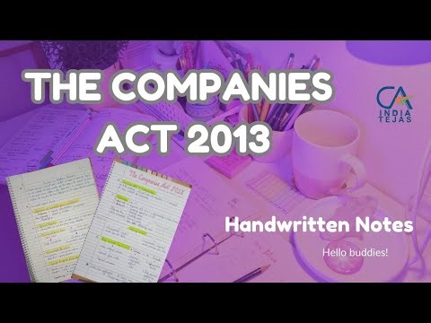 Handwritten Notes: Companies Act 2013 - CA Foundation