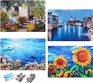 4 Pack 16 Large Piece Puzzles Dementia Alzheimer's Products and Activities for Elderly Seniors Easy Puzzle for Adults Gift for The Elderly, 4 Styless (4pcs)
