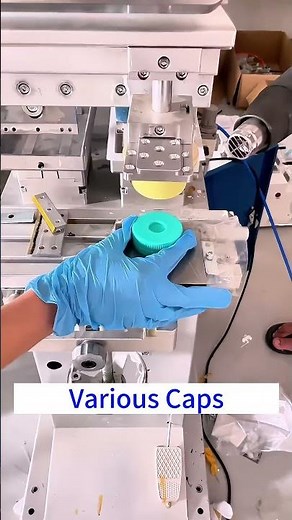 Print on the various caps with half-automatic pad printing machine.