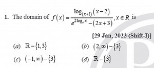 The domain of f ( x ) = \frac { \log _ { ( x   1 ) } ( x - 2 ) ... | Filo