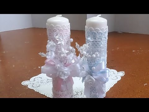 Como decorar vela para Bautizo/how to decorate Baptist candle