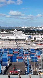 Aerial View of Container Loading at Miami Port for Cargo Logistics and Freight Transport Vertical