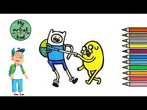 How to Draw Finn and Jake from Adventure Time - Easy drawing, painting and coloring for kids