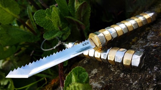 How to Make a Tanto and Saw Jigsaw Blade Knife Using Only Bolts, Nuts, and Metal