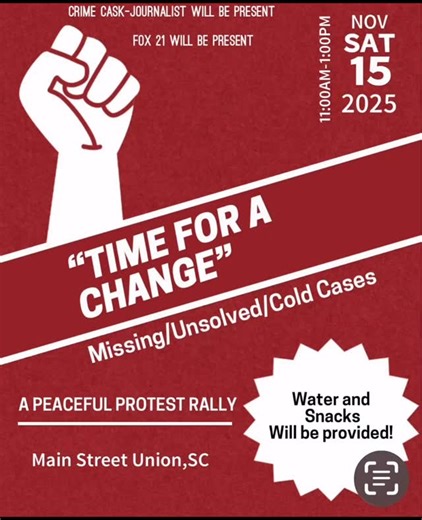 25 reactions · 20 shares | Too many Union County citizens are going without answers. They’ve lost loved ones, and just want justice to be served. Join us this Saturday for a peaceful protest rally on Main St from 11AM to 1PM. #unioncountysc | Crime Cask - Journalist | Facebook