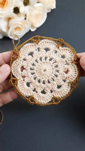 easy crochet coaster tutorial #shortvideo #crochetforbeginners