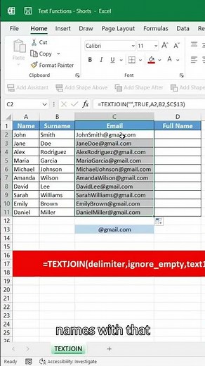 TEXTJOIN Function in Excel – Create Emails Automatically!