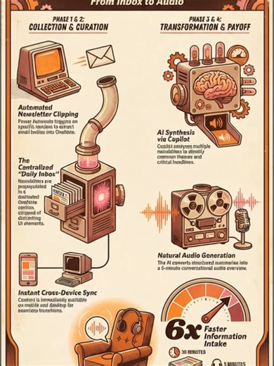 Stop letting your newsletters die in your inbox, I'm obsessed with this AI workflow. I turned my favorite subs into a daily private podcast using Power Automate OneNote Copilot. Peak morning efficiency. #productivityhacks #aiworkflow #microsoftcopilot #morningroutine #automation #powerautomate #techhacks #worksmart