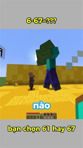 6 trừ 67 bằng bao nhiêu | trò chơi chọn ô đúng hài hước #minecraft