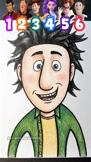 Drawing 🆕 Flint Lockwood character 🤯 part 1 from Cloudy with a chance of Meatballs #drawing#shorts
