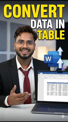 Convert Data Into Table 💡🔥: How to Convert Data into Table Hindi#shortsfeed #shorts #msword #tricks