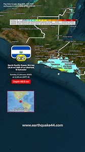 El Salvador Earthquake - North Pacific Ocean, 51.1 km (31.8 mi) SSE of La Libertad, El Salvador ▶️ Local time at epicenter: Sunday, 5 January 2025, at 11:18 am (GMT-6) ▶️ Epicenter: North Pacific Ocean ▶️ Magnitude: 6.2 ▶️ Depth: 49.5 km #earth44 #earthquake #earthquakes #sismo #elsalvador #sansalvador #fyp #viral #trending | Earth44