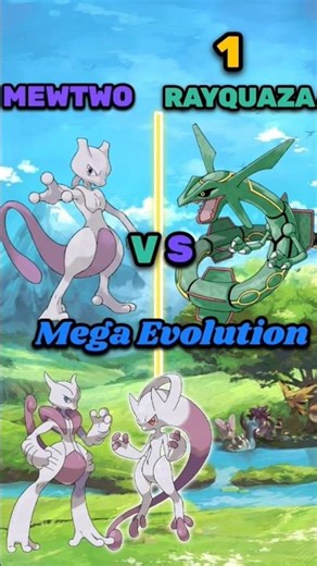 MEWTWO 😈 VS RAYQUAZA 🐲 || who is powerful #shorts #pokemon #mewtwo #rayquaza #pokemonbattle