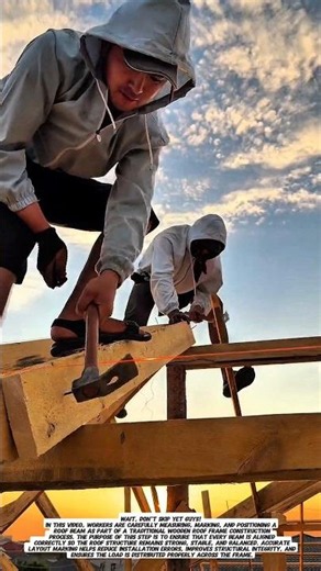 Traditional Roof Framing Process | Accurate Manual Layout and Beam Installation.
