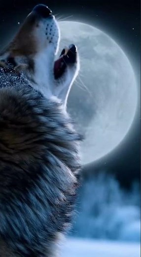 Wolf's Moonlit Howl: A Mesmerizing Close-Up #WolfHowl #FullMoon #NightMagic