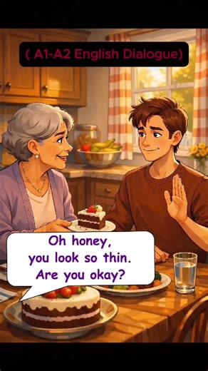 Grandma Wants Me to Eat More 🍰 | Easy English Conversation for Beginners (A1–A2) #englishpractice #learnenglish #englishconversation #grandma #boy