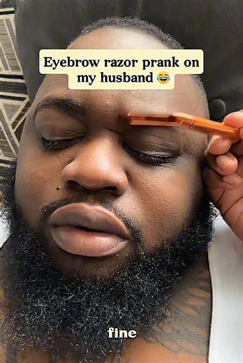 Eyebrow razor prank on my boyfriend 🤣🤣😂 #funny #funnyvideo #prank #couple #scareprank #challenge #fyp #funnyprank