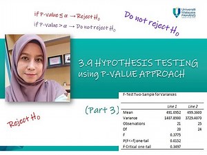 Chapter 3.9 : Hypothesis Testing using P-value Approach (part 3)