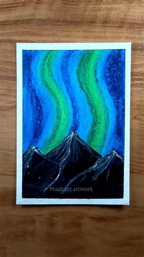 Easy Aurora Night Sky Drawing for Beginners ✨ Oil Pastel Art #shorts #drawing #oilpastel