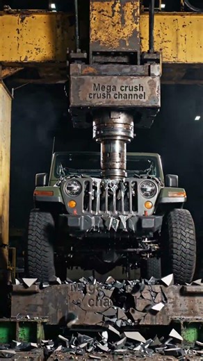 Jeep Crushed Into a Pancake – Unreal Power #satisfying #crushing