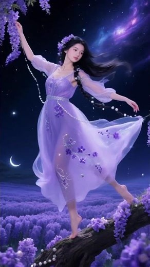 In Chinese fairy tales, beautiful fairies dance joyfully in the heavenly gardens.
