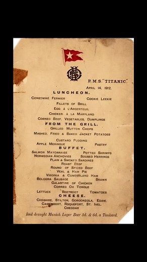 1st, 2nd & 3rd Class Menus from RMS Titanic #learnontiktok #history #rmstitanic #titanic #ships #virtualreality #valentinesfood #curry #foodie #food