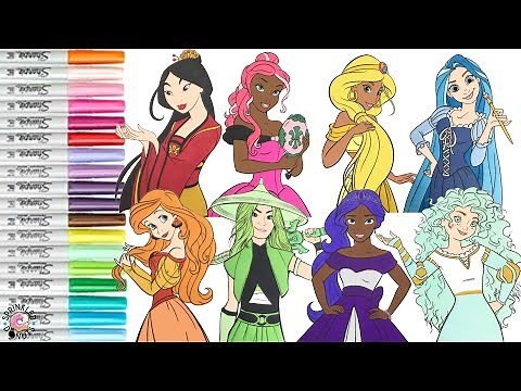 Disney Princess Makeover as Rainbow High Coloring Book Compilation Poppy Skyler Lily Daphne