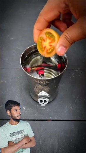 Tomato and battery magic experiment 🍅 #experiment #lifehacks #fyp #diy #magic